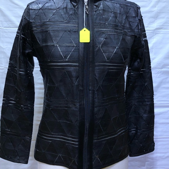 Black leather and mesh jacket - Picture 3 of 8